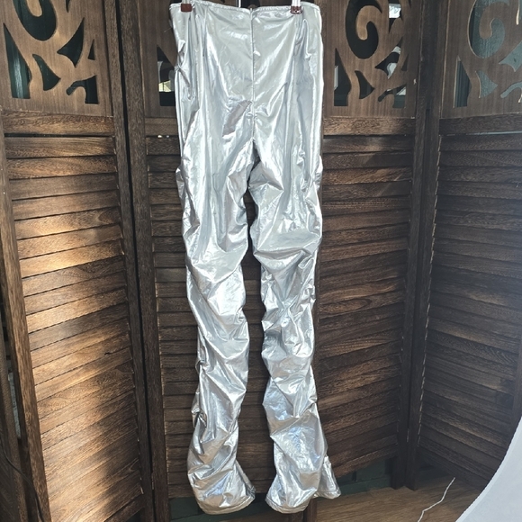PrettyLittleThing Silver Flare Pants - Picture 4 of 9